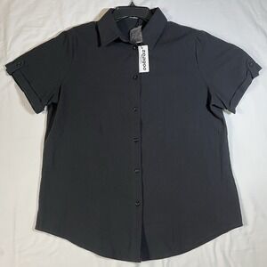 NWT Zeagoo Short Sleeve Button Up Black Shirt Size L